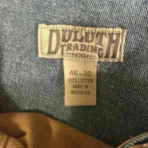 Duluth Trading Co Mens 46x30 Dark Wash Denim Blue Jeans  Bootcut Frayed Hem - Picture 5 of 5